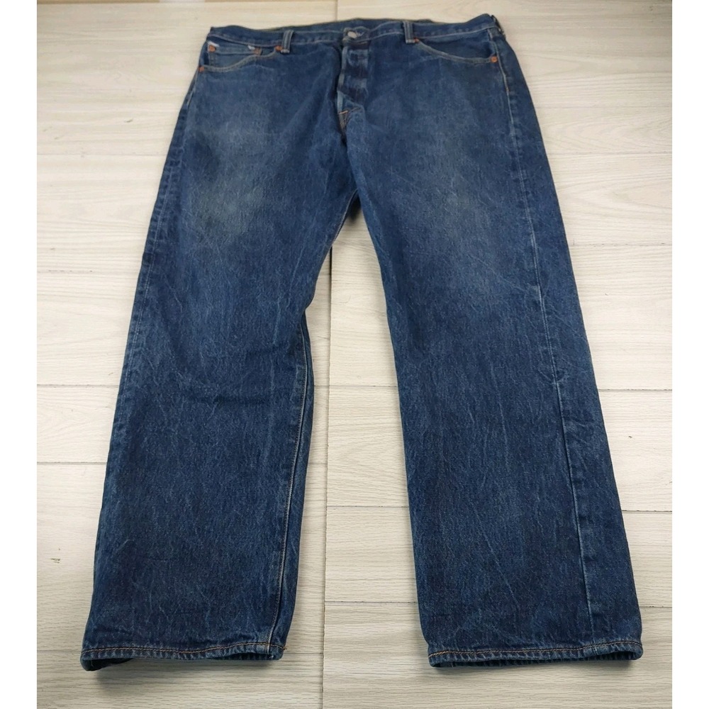 Levi's 501 Original Fit Jeans Mens 42x32 Blue Button Fly Straight Leg Denim